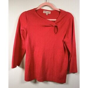Philosophy Republic Clothing Womens Pink Solid Knit Crew Neck Tie Pullover L
